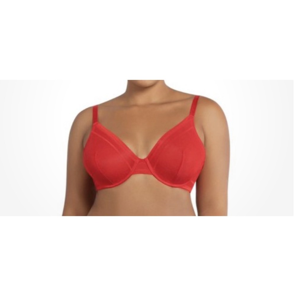 NWT Parfait Womens 38DD Cherry Red Unlined Mesh Underwire Bra